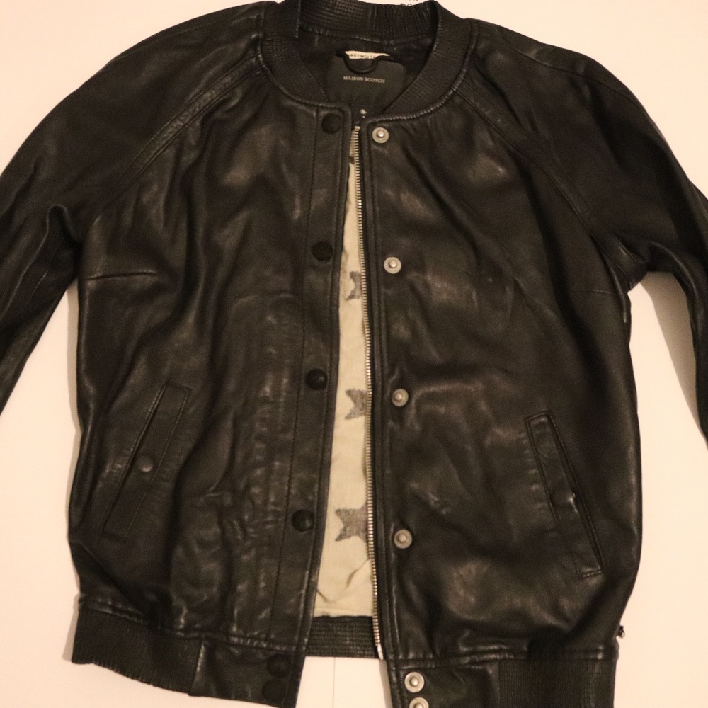 Maison Scotch Leather Jacket Bomber Style Size 1